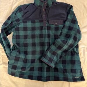 Eddie Bauer Quest Fleece Quarter Snap Pullover Dark Green and Navy Plaid 3XL